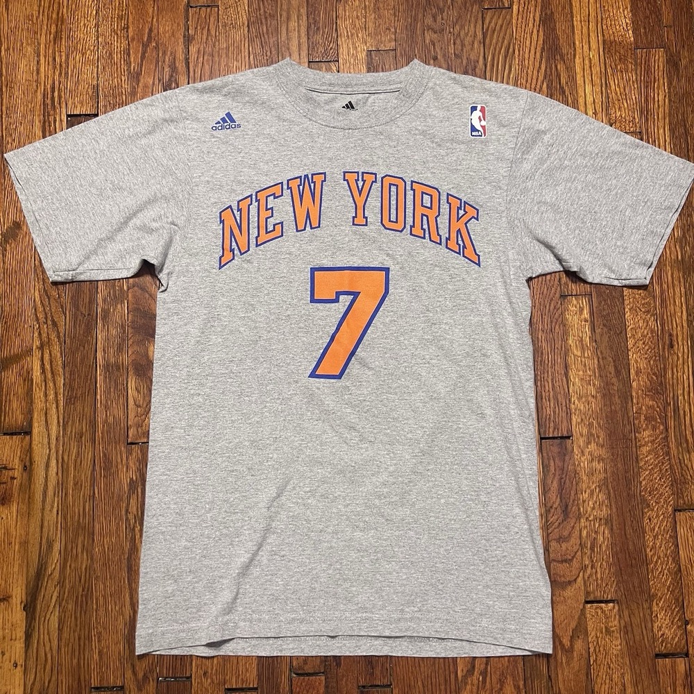 Adidas New York Knicks Carmelo Anthony #7 T-Shirt Men's Medium Gray NBA Cotton